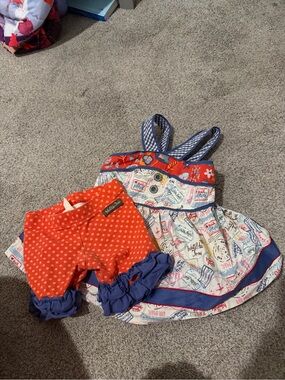 Matilda Jane Red & Blue Girls Dress Set